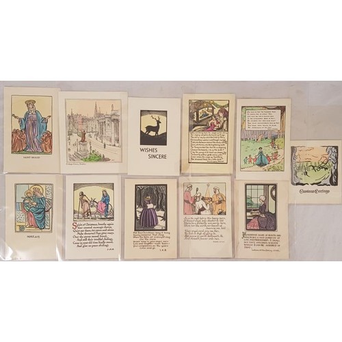 610 - Cuala Press:  A Collection of 10 Cuala Press Prints and Christmas Cards: Hand-Coloured 1910s-1970s. ... 