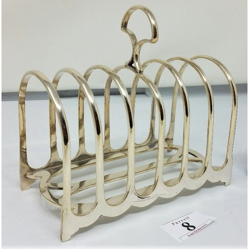 8 - Late 19th Century/early 20th Century heavy quality silver plated toast rack in superb cond... 