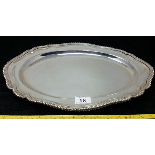 18 - A heavy quality early 20th Cent silver plated platter/serving dish 17.25 inches high x 13 inches&nbs... 