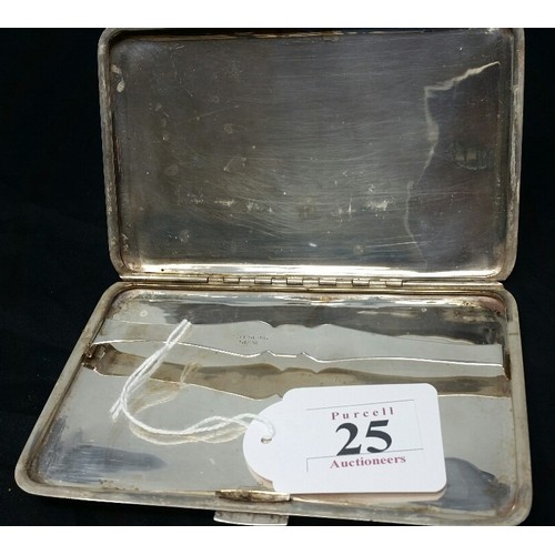 25 - A very good late 19th Century Sterling silver cigarette case. Engraved elephant front cover and engr... 