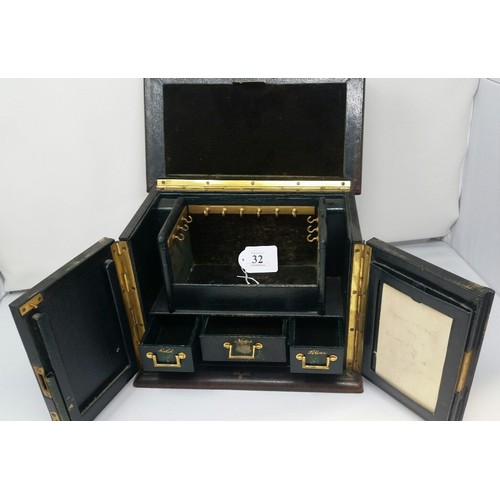 32 - 19th Century Superb stationary and jewellery cabinet with inset gold silver and roles... 
