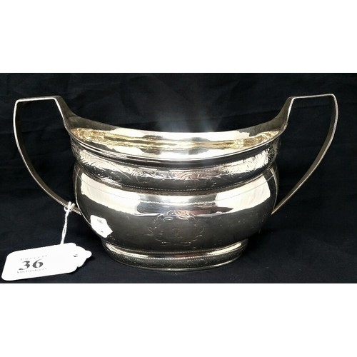 36 - Irish Silver sugar bowl Dublin 1805 by Robert Breading  218 grams. 8.5 inches wide x ... 