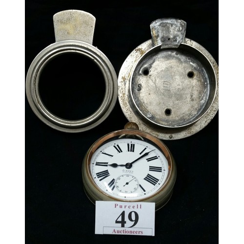 49 - Late 19th Century cased Swiss made pocket watch. Possibly once fitted to a car interior dashboa... 