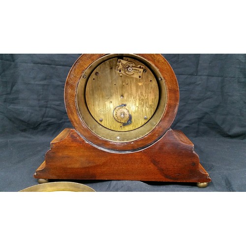 50 - Late 19th /early 20th century Buren Swiss made mantle clock with inlaid mahogany case of s... 