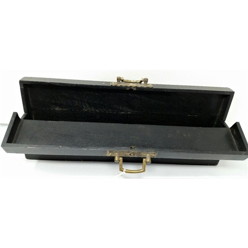 51 - Late 19th Century Artists Brush box with gilt brass carrying handles and push button opening. E... 