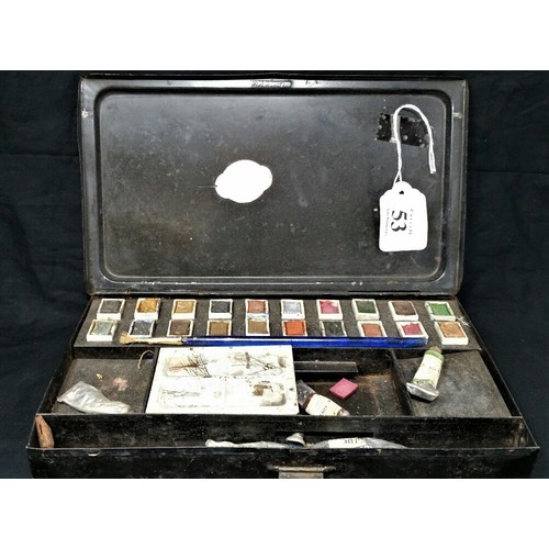 53 - 19th Century cases metal set of artist paints case size 10 inches x 5.75 inches  