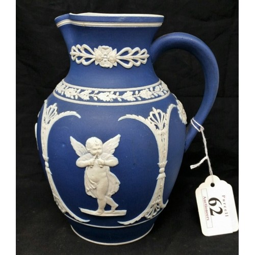 62 - Late 19th Century Jasper ware water or milk jug in the classical design . No chips or... 