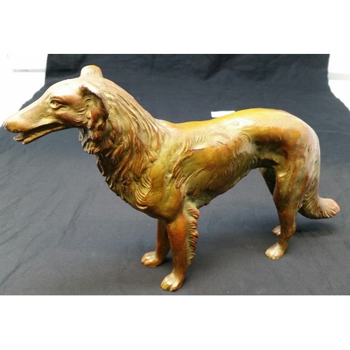 63 - Late 19th Century / early 20th Century bronzed effect metal borzoi hounds , the ... 