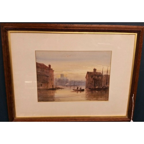 66 - Edward Tucker British 19th Century – a good quality watercolour of figures in a boat in a... 