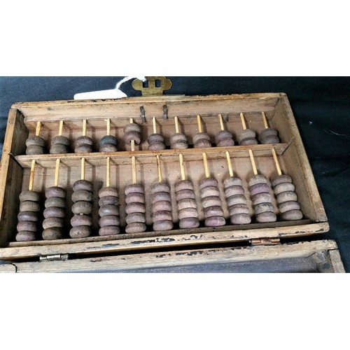 77 - 19th Century mahogany abacus / pen box possibly Chinese. Size closed 9 inches x 4.5 inches. Sol... 