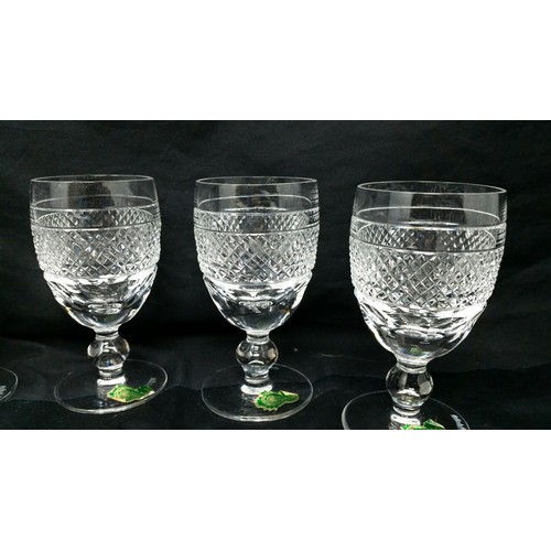 84 - A set of six old Waterford port glasses never used in original box.  No chips or nibbles. Glass... 