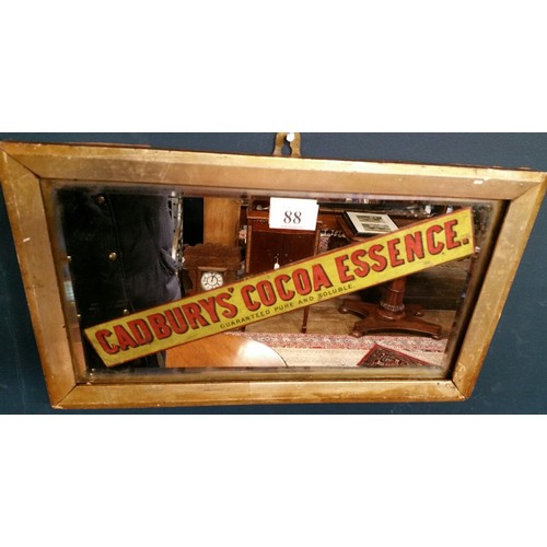 88 - 19th Century mirror with Cadbury's Cocoa essence advertising Size 16.5 inches x 9.5 inches ... 