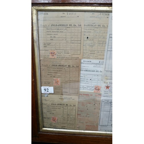 92 - A collage of eleven early 20th Century Irish oil company – Invoices to include Anglo Amer... 