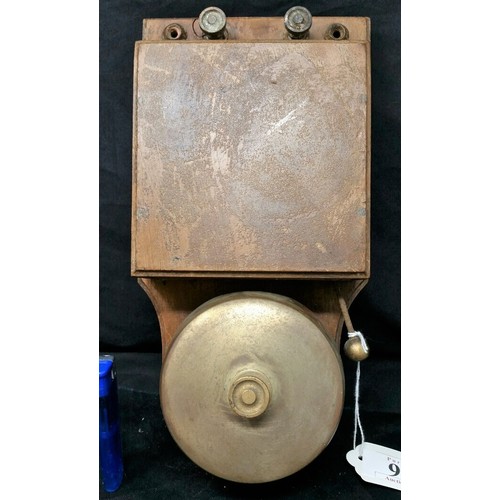 95 - Early 20th Century fire alarm or factory bell with bronze bell 12 x 5.5 inches  