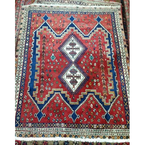 100 - A handmade Iranian 100% pure wool carpet with full pile semi old Tribal pattern . No loose... 