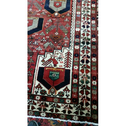 102 - Handmade Iranian 100% pure wool semi old carpet with full pile . All over tribal pattern d... 