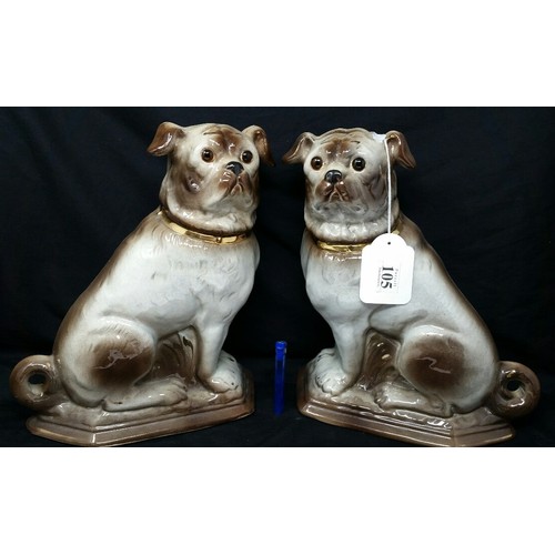105 - A superb pair of late 19th / early 20th Century Staffordshire pug dogs in excellent c... 