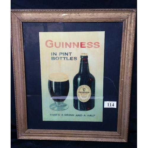 114 - A good Guinness advertisement framed within a 19th Century gilt frame. 16.5 inches high x 14.25... 