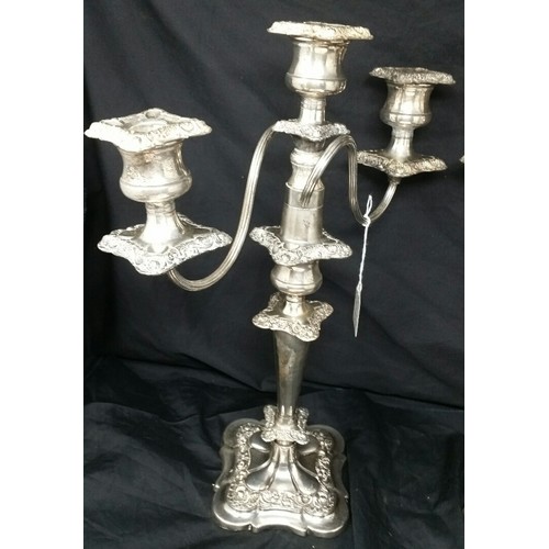 116 - A large pair of early to mid 20th Century silver plated candelabra 17 inches tal... 