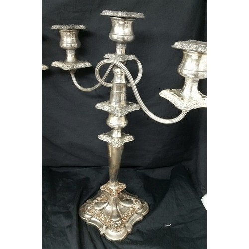 116 - A large pair of early to mid 20th Century silver plated candelabra 17 inches tal... 