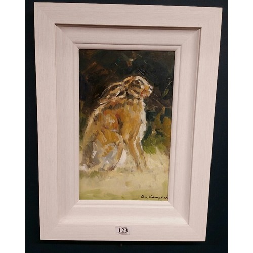123 - Con Campbell “ Irish Hare “ Oil on board  Framed size 21.25 inches x 15.75 inches