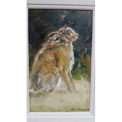 123 - Con Campbell “ Irish Hare “ Oil on board  Framed size 21.25 inches x 15.75 inches