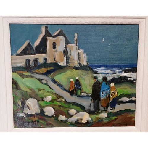 222 - Patrick Murphy “ The Pilgrimage “ Oil on board Framed size 17.5 x 15.5 inches