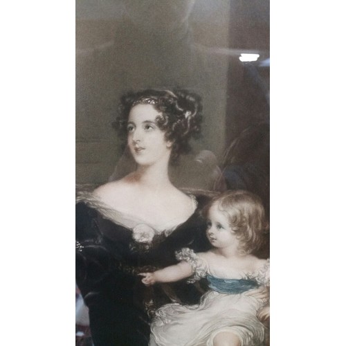 224 - After Sir Thomas Lawrence a superb coloured engraving Ellen Jowett of Lady Gower & child set wit... 