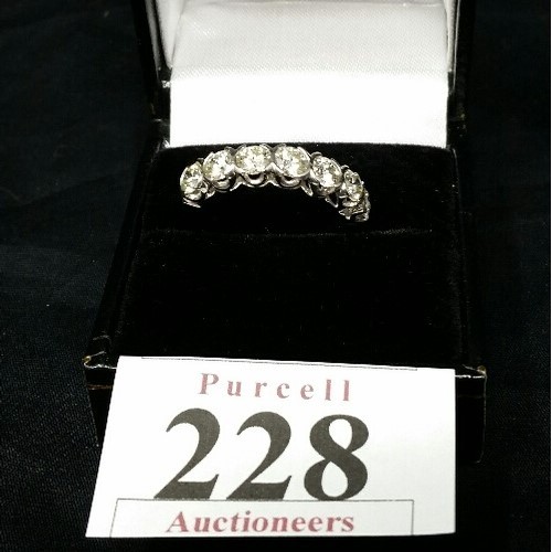 228 - A good 7 stone platinum diamond ring Approx 1.75 CT diamonds Good sparkle from diamonds. All stones ... 