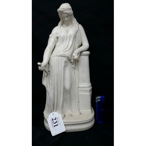 231 - An early 20th Century Parian ware figure bearing a stamped number 252 13 inches tall x 6 inches wide... 