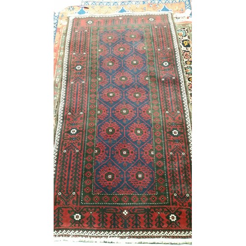 232 - A good handmade Iranian Blauch carpert 100% pure wool Full pile Fully washed Size 190cm x 100cm. Con... 