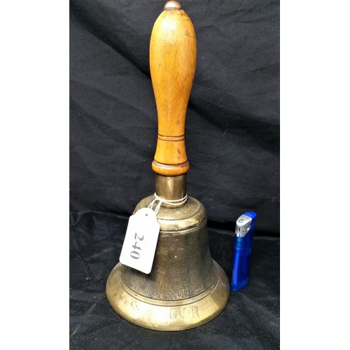 240 - A substantial bronze hand bell bearing the Royal Cypher G.R. for King George with crown between date... 