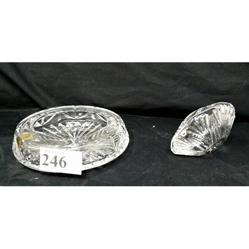 246 - A Waterford crystal clock and a Waterford crystal Ashtray no chips or nibbles. Ashtray 5 inches wide