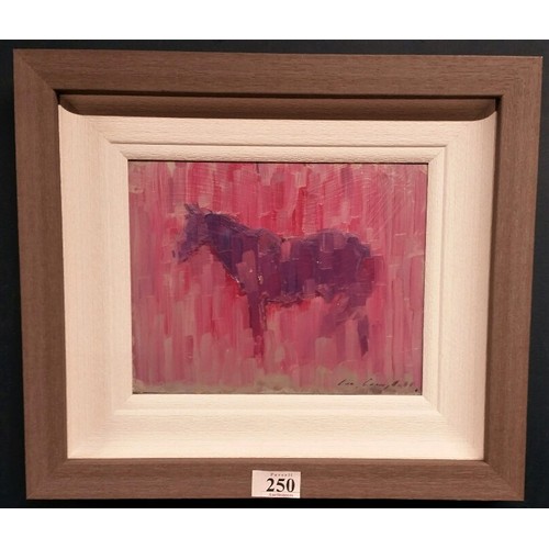 250 - Con Campbell mixed media on board “ Blue Horse “ Framed size 15.5 inches x 13.5 inches.