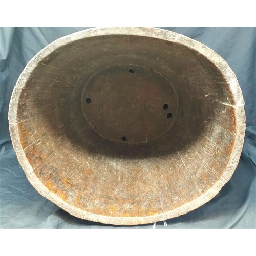 256 - A good 19th Century brass bound peat bucket of oval form. 15 inches tall x 14.5 inches diameter. The... 