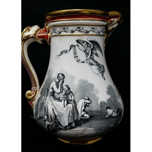 261 - A superb 19th Century commemorative jug. Titled “The Royal Patriotic “jug with battle sc... 