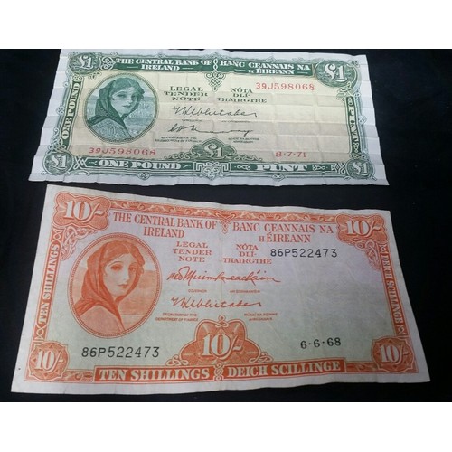 270 - 1968 Ten shilling note and a 1971 One Pound note. As seen in photographs