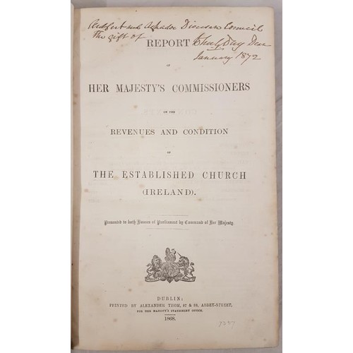 4 - Report on the Revenues and Condition of the Established Church, Ireland Dublin, Thom. 1868. Large fo... 