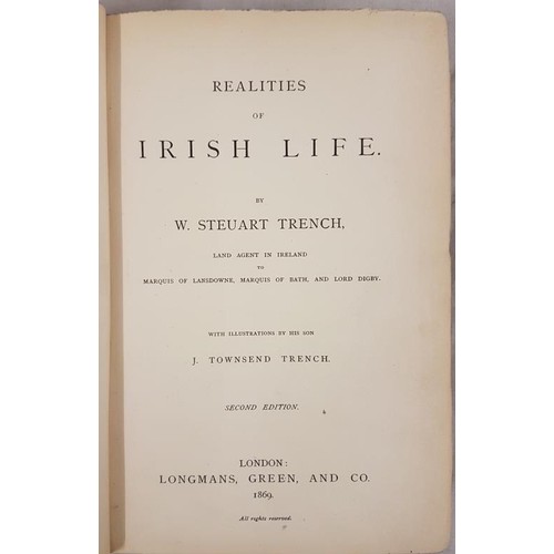 41 - Trench, W. Stewart. Realities of Irish Life. 1869, second edition, later cloth, numerous interesting... 