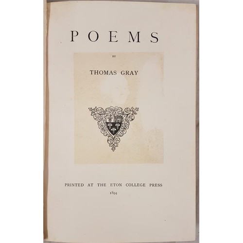 49 - Gray, Thomas Poems, Eton College Press, 1894. Tall copy in full tan calf, armorial device gilt at th... 