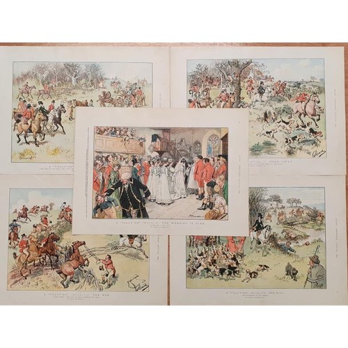89 - Hugh Thomson. A “Tally-Ho” Idyll. A set of 5 coloured hunting prints: 1897. Image 330cm x 240cm. Cha... 