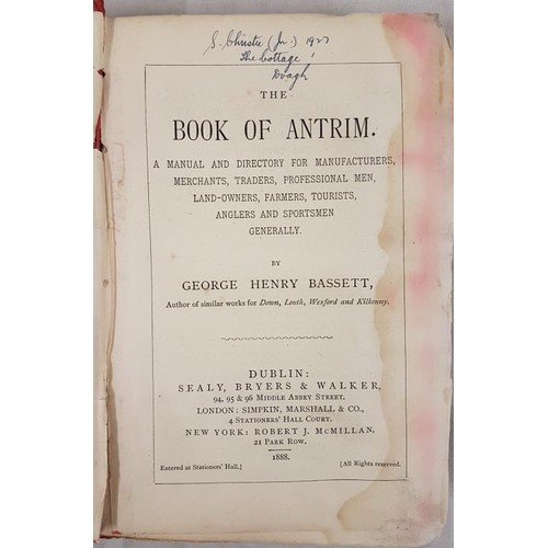 125 - Irish Directory: Bassett, G. N. The Book of Antrim. Manual and Directory for Manufacturers, Merchant... 