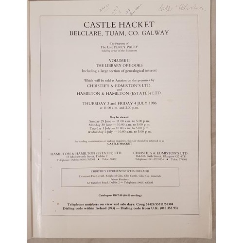 127 - Christies catalogue of Library of Rare Books at Castle Hackett, Co. Galway 3/4 July, 1986 Finest lib... 