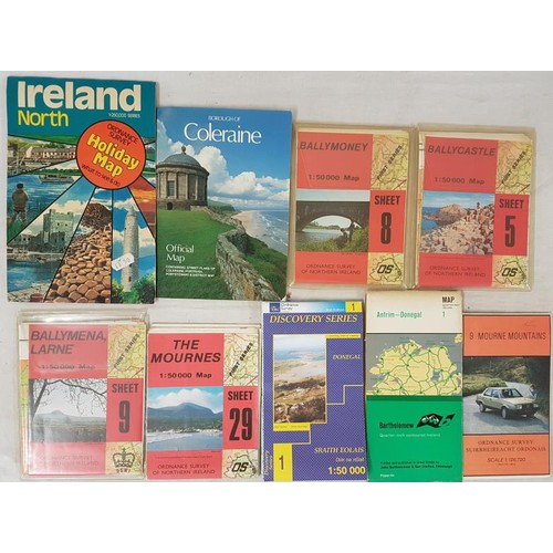 671 - Collection of mostly Ordnance Survey maps covering the Ulster region and including Donegal. Nice cle... 