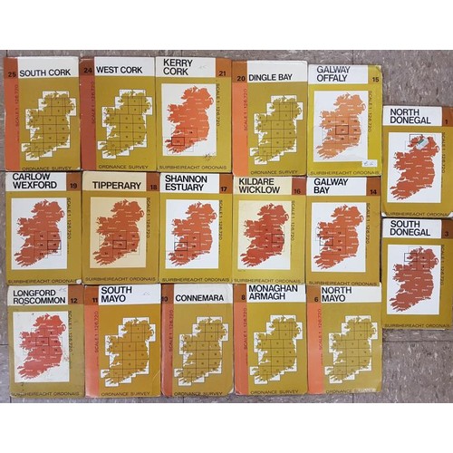 674 - Lot of seventeen Ordnance Survey maps of various counties Ireland from the brown cover series. All v... 