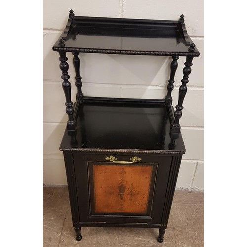 302 - Edwardian Ebonised and Burr Walnut Fall Front Fuel Section - 19 x 15 x 40.5ins
