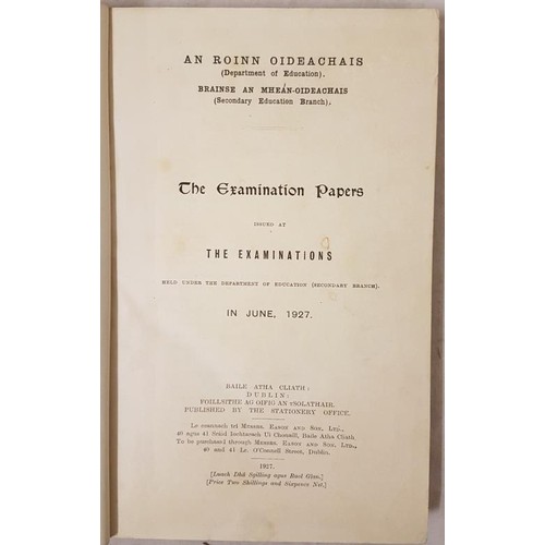 13 - A collection of Irish Examination papers, from the period, 1895 - 1934, and bound in leather and buc... 
