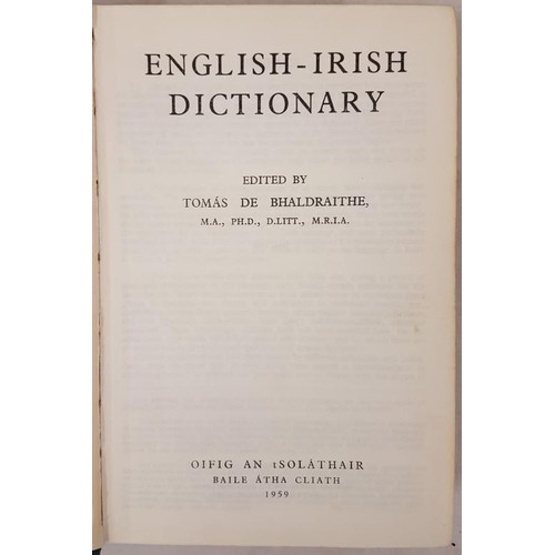 65 - English-Irish Dictionary, Tomás De Bhaldraithe, Oifig an tSolathair, First Edition, June 1959... 