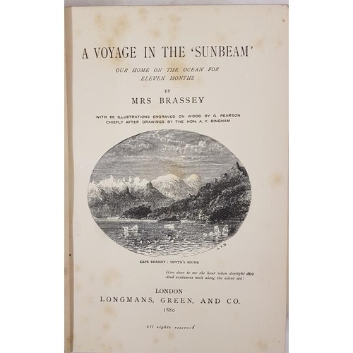 126 - Mrs Brassey A Voyage in the “Sunbeam”. 1880. 1st. Illus. Fine binding.