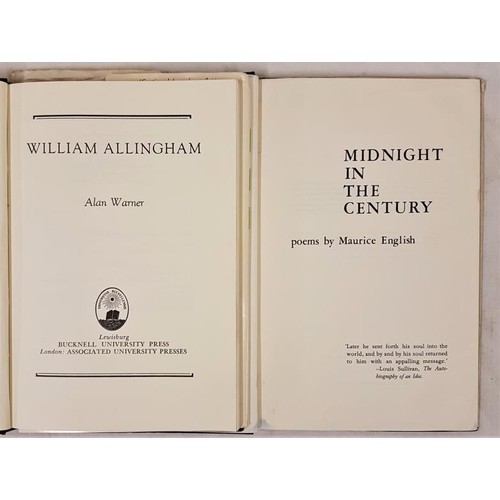 138 - Poetry lot:  Alan Warner  William Allingham. Hardcover. Pages 90, 8vo. In original jacket; Maurice E... 